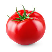 Tomato isolated. Tomato on white background. With clipping path. Full depth of field.