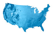 USA Topographic Map Isolated