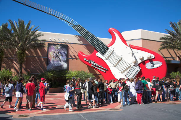 Tourists, Aerosmith Rock N Roller Coaster ride, Sunset Boulevard, Disney MGM Studios, Disney World, Orlando, Florida, USA