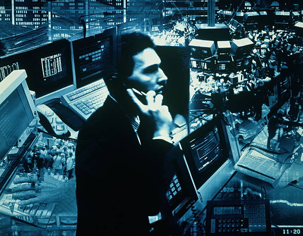 Trader at stock exchange (Blue Toned, Digital Composite)