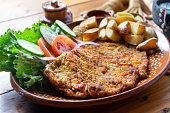 Traditional milanese beef and french fries