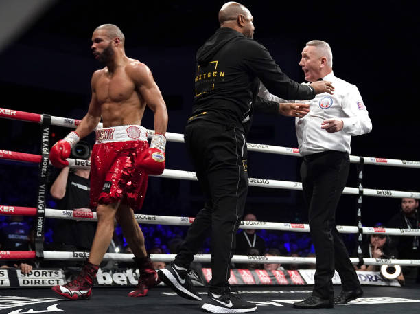 Trainer Roy Jones Jr appeals to the referee at the Motorpoint Arena Cardiff. Picture date: Saturday February 5, 2022.