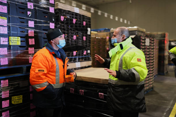 AUS: Treasurer Josh Frydenberg Visits Coles Laverton Distribution Centre