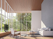 Tropical house living room 3d render