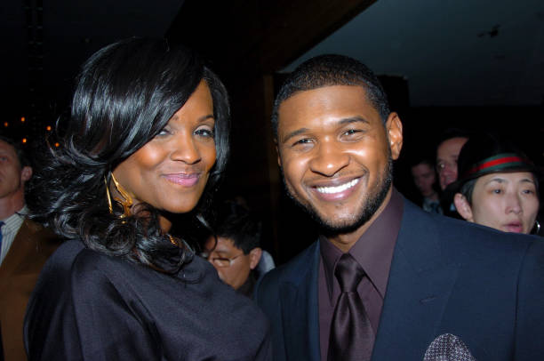 Usher and girlfriend Tameka Foster are at The Core Club to c