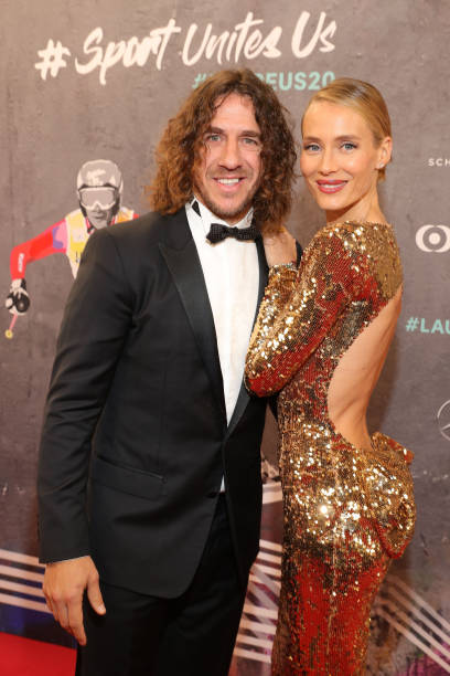 Vanessa Lorenzo and Laureus Academy Member Carles Puyol attend the 2020 Laureus World Sports Awards at Verti Music Hall on February 17 2020 in Berlin...