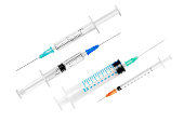 Various syringes isolated on white background