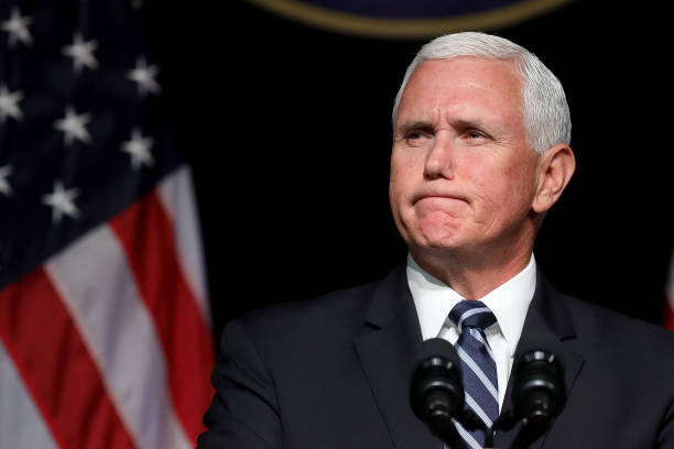 S Vice President Mike Pence announces the Trump Administration's plan to create the US Space Force by 2020 during a speech at the Pentagon August 9...