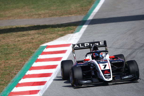 Victor Martins of France and ART Grand Prix drives on track during practice ahead of Round 3:Barcelona of the Formula 3 Championship at Circuit de...