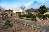 View of a square in the town of Alausí, in Ecuador