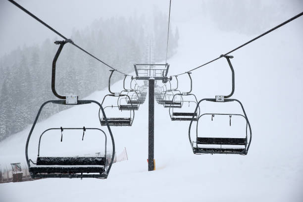 View of empty ski chair lift at Squaw Valley Resort on March 14, 2020 in Olympic Valley, California Alterra Mountain Company, which owns Squaw Valley...