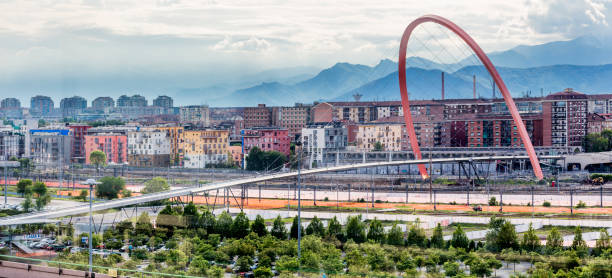 View of Passerella (footbridge) and Arco Olimpico (Olympic Arch),