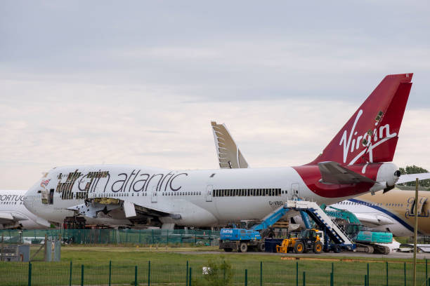 virgin atlantic boeing 747400 aircraft partially dismantled at st picture