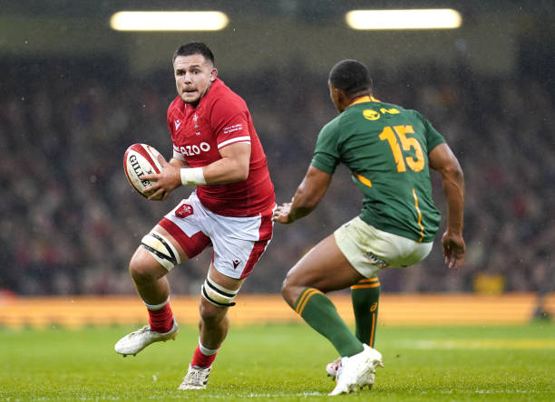 Wales' Ellis Jenkins (left) and South Africa's Damian Willemse in action during the Autumn Internationals match at Principality Stadium, Cardiff. Picture date: Saturday November 6, 2021. See PA story RUGBYU Wales. Photo credit should read: David Davies/PA Wire