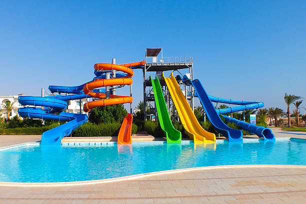 water park with colorful slides picture
