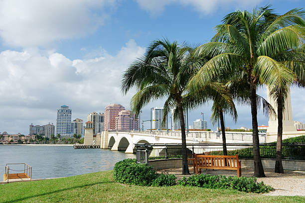 west palm beach cityscape viewed across intracoastal waterway picture