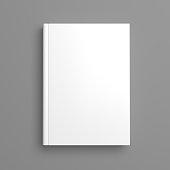 White blank book cover isolated on grey