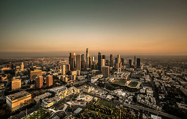 wide aerial shot of los angeles picture