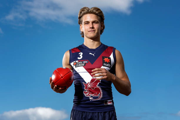Will Ashcroft of the Dragons poses for a photograph during a NAB League Boys Media Opportunity at RSEA Park on March 31, 2022 in Melbourne, Australia.