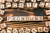 word pronouns composed of wooden cubes