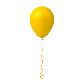 Yellow balloon isolated on white background