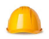 Yellow hard hat on white with clipping path