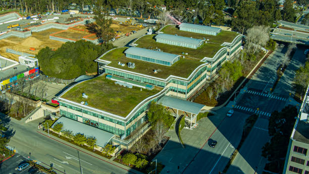 Youtube headquarters aerial green roof green building San Bruno CA