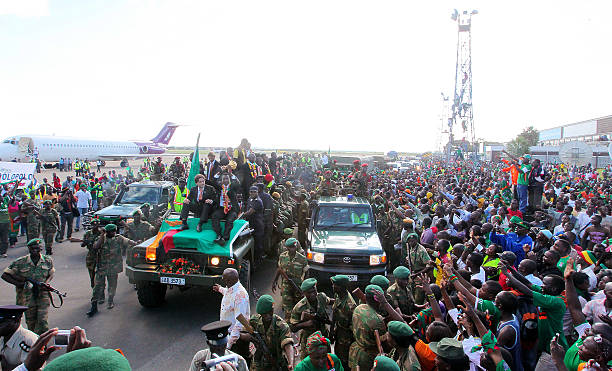 Zambians welcome the national football team at the Kenneth Kaunda International Airport in Lusaka on February 13 2012 Zambians prepared a heroes'...
