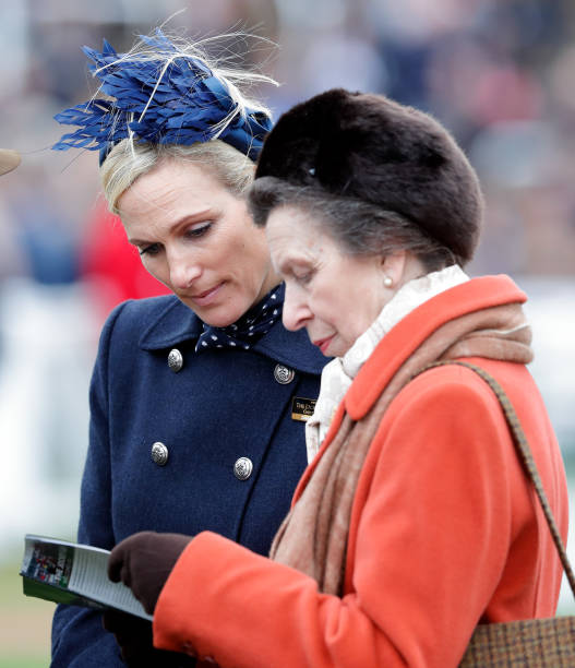 Zara Tindall and Princess Anne Princess Royal attend day 1 'Champion Day' of the Cheltenham Festival 2020 at Cheltenham Racecourse on March 10 2020...