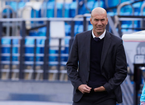 Zinedine Zidane Head coach in action during La Liga match round 38 between Real Madrid and Villarreal CF at Alfredo Di Stefano Stadium. .