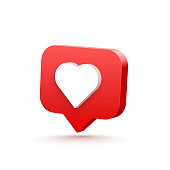 3d heart like social network. white background. Vector illustration