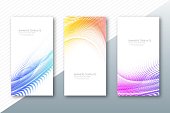 abstract dotted colorful wave banners set