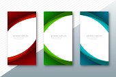 abstract flowing colorful wave banners set