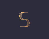 Abstract gradient linear monogram letter S logo icon design modern minimal style illustration. Premium alphabet vector line emblem sign symbol mark logotype