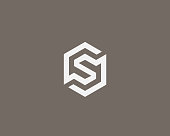 Abstract letter S vector logo icon design modern minimal style illustration. Hexagon alphabet emblem sign symbol mark logotype