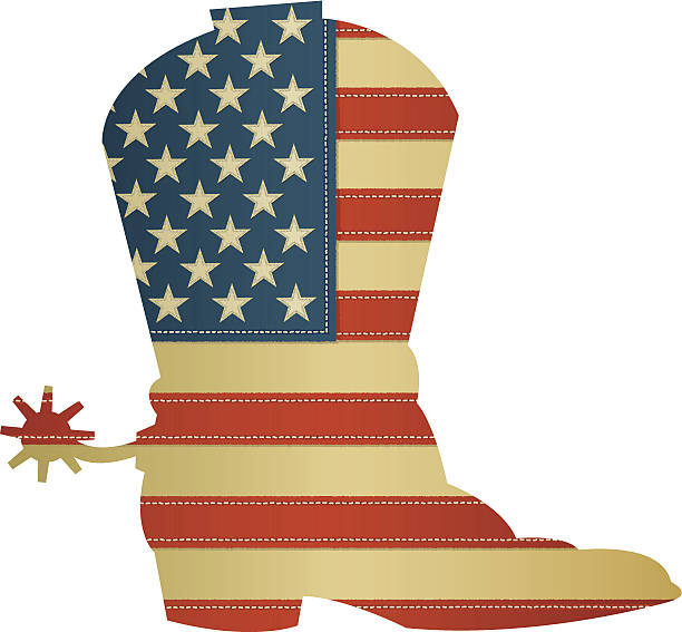 american flag cowboy boot - cowboy boot stock illustrations