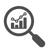 Analytics, analysis, statistics, searching gray icon