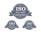 ISO 9001:2000, 2008 and 2015 quality stamp