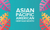 Asian Pacific American Heritage Month. Celebrated in May. It celebrates the culture, traditions, and history of Asian Americans and Pacific Islanders in the United States. Poster, card, banner and background. Vector illustration