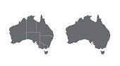 Australia map on white background with shadow