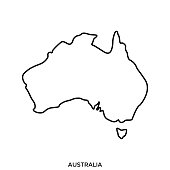 Australia Map Vector Stock Illustration Design Template. Editable Stroke.