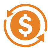 Back, money, refund icon. Orange version