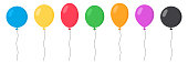Balloons Set - Cartoon Flat Style. Isolated on White. Vector