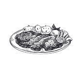 Beautiful vector hand drawn austrian food Illustration.