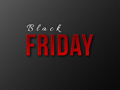 Black Friday sale typographic design. 3d stylized red color letters. Black background. Vector illustration.