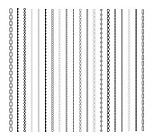 Black lines of chain flat illustration set