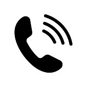 Black phone icon on white background. Vector illustration