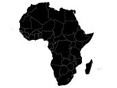 Black Political Map of Africa - With Country Borders