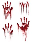 Bloody hand print on white background