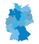 blue vector map of Germany